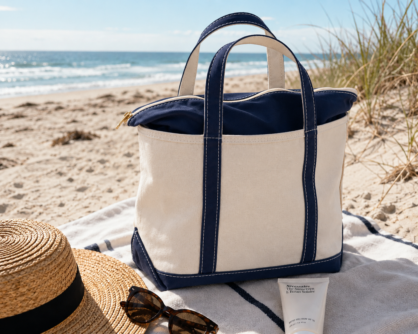 Borsa da Spiaggia in Tela – Tote con Zip per Donne