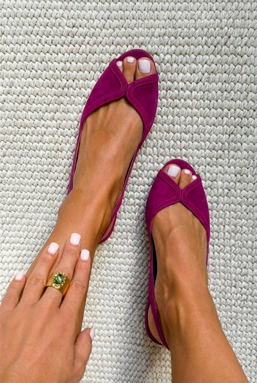 Ballerine slingback punta aperta scamosciate chic Fucsia