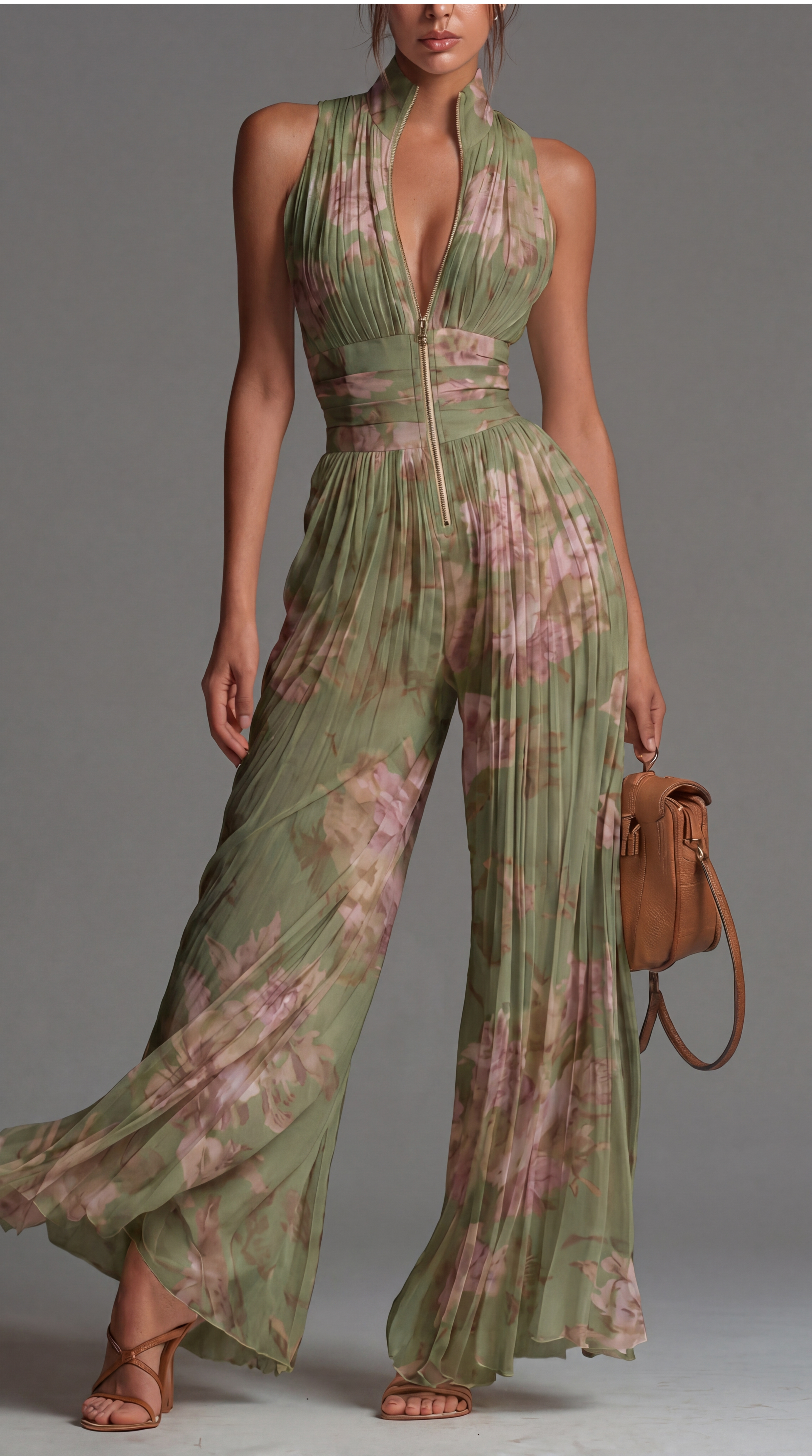 Inés | Tuta plissettata floreale in chiffon