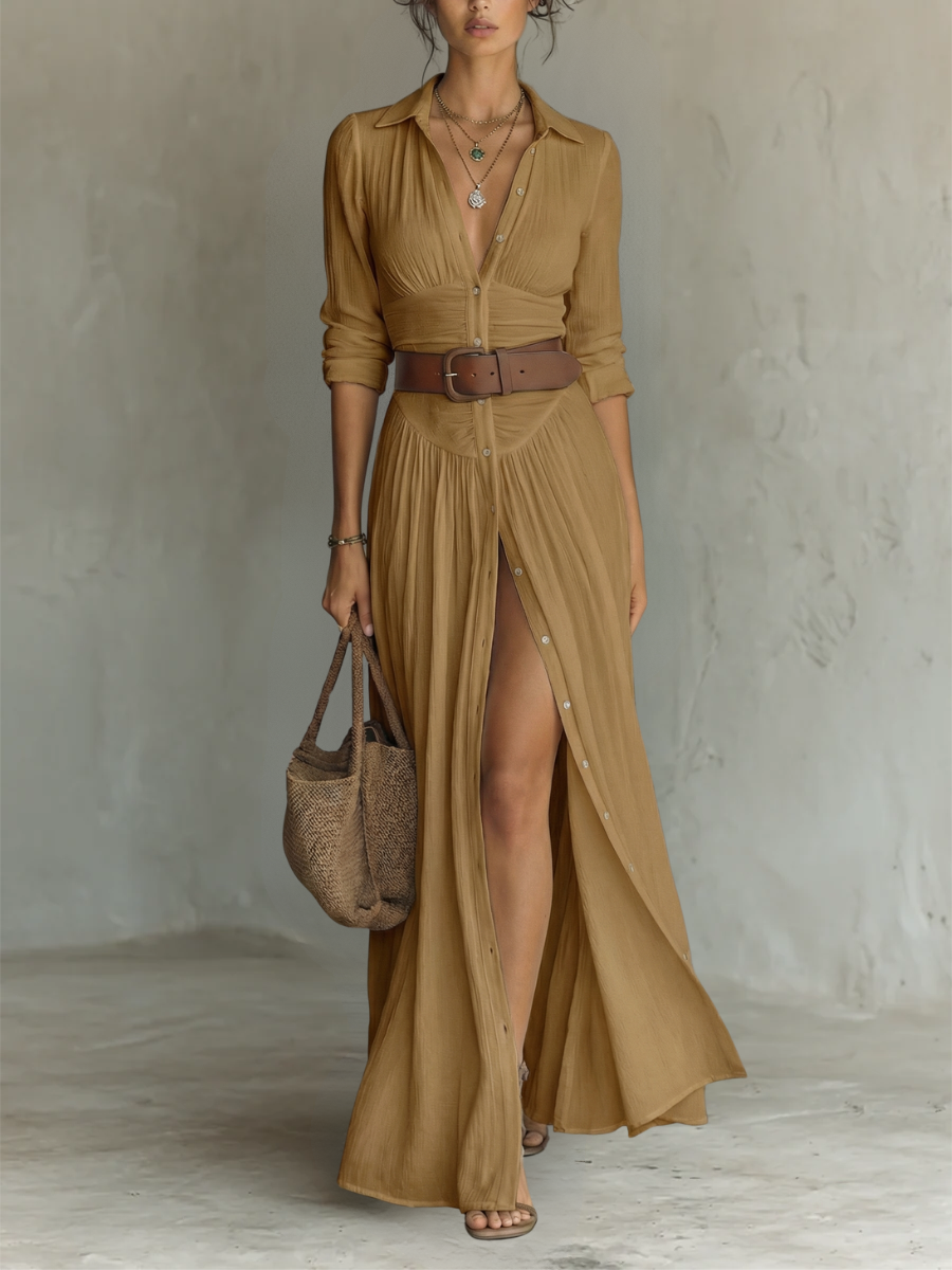 PAMELA | ABITO MAXI CON PLEAT