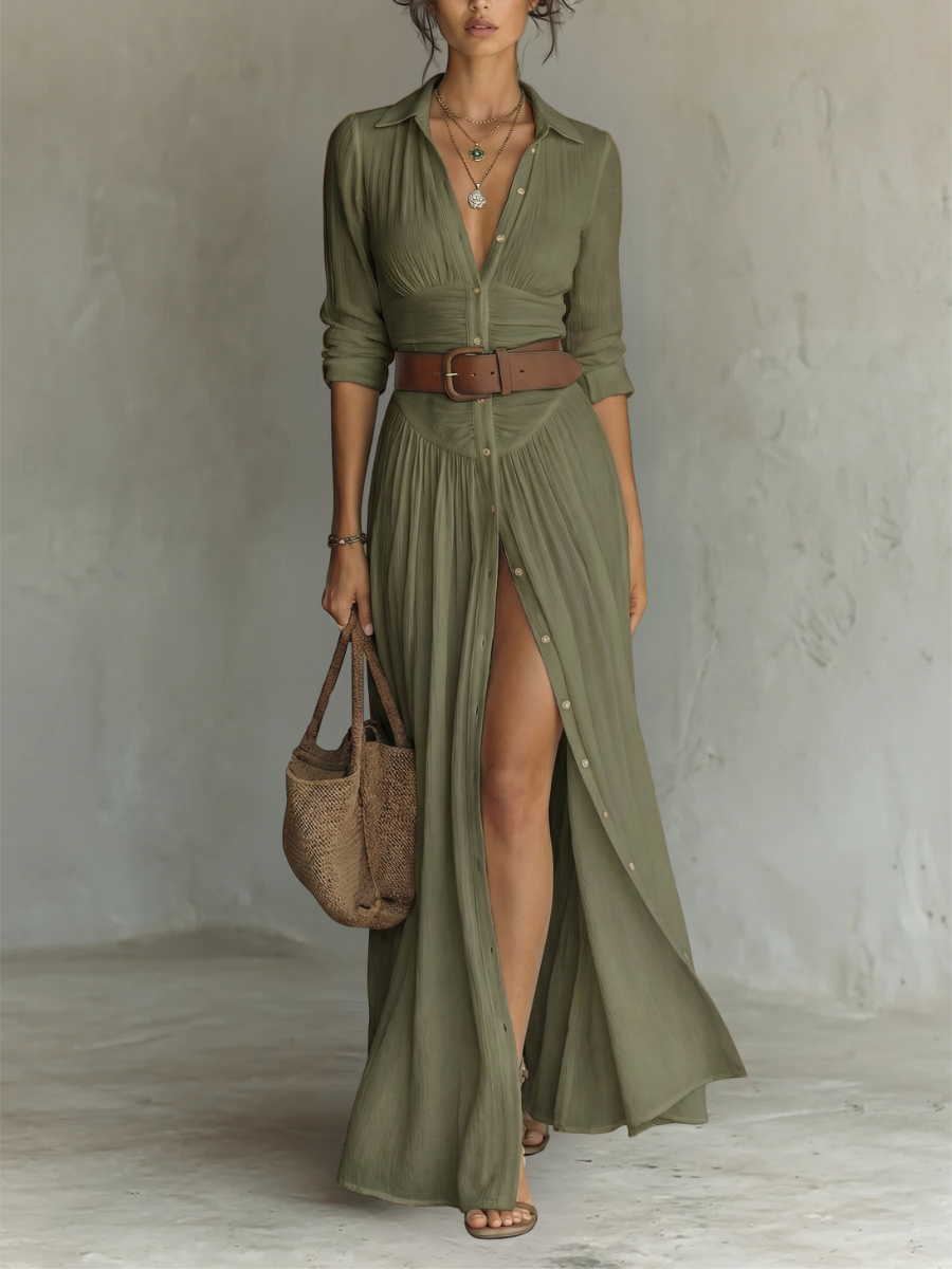 PAMELA | ABITO MAXI CON PLEAT