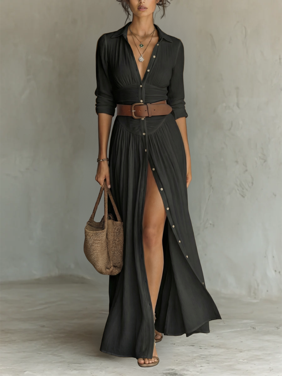 PAMELA | ABITO MAXI CON PLEAT