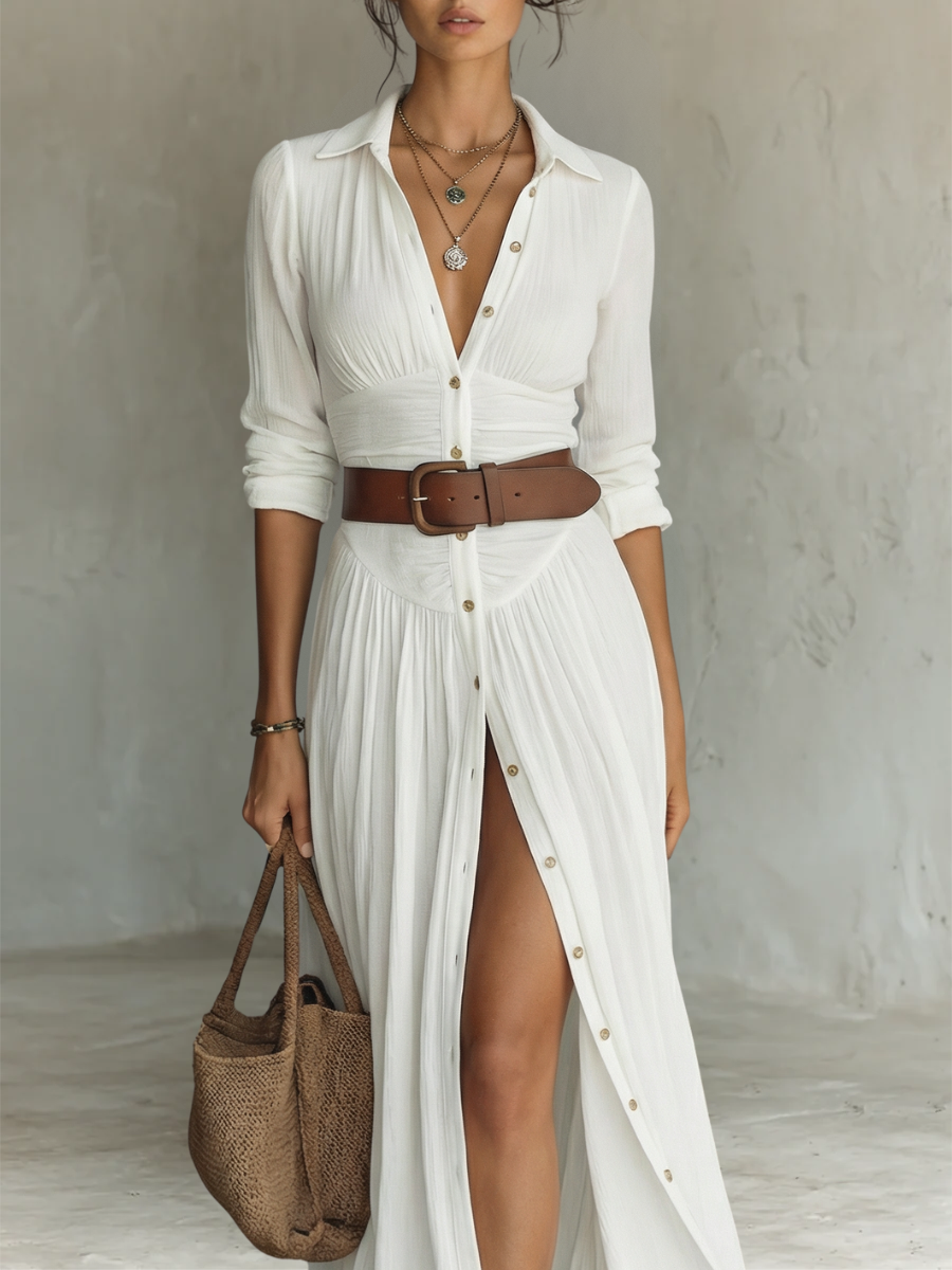 PAMELA | ABITO MAXI CON PLEAT