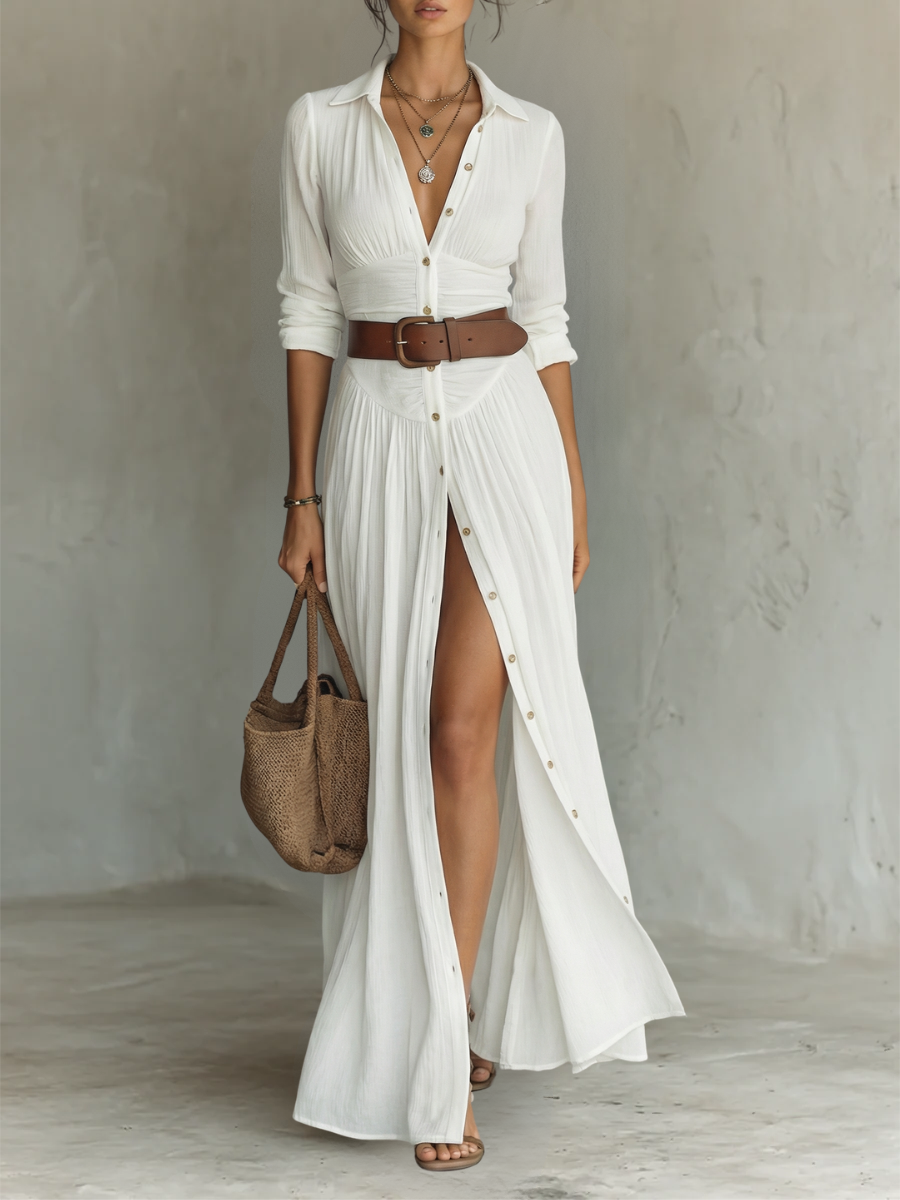PAMELA | ABITO MAXI CON PLEAT