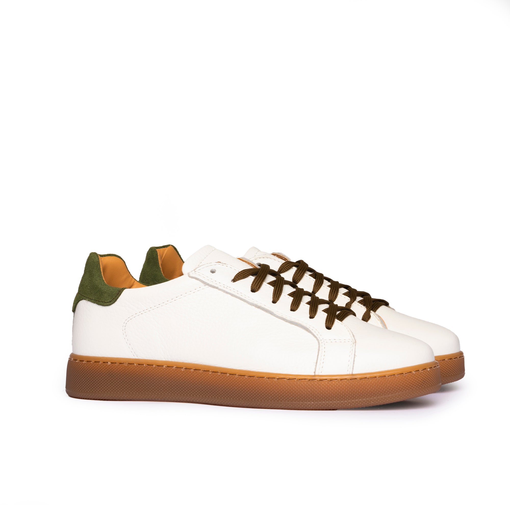 Motion SNEAKERS BASSE UOMO IN VERA PELLE BOTTALATA FONDO AMBRA