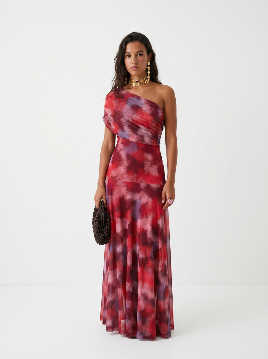 Isabella | Elegante abito maxi monospalla