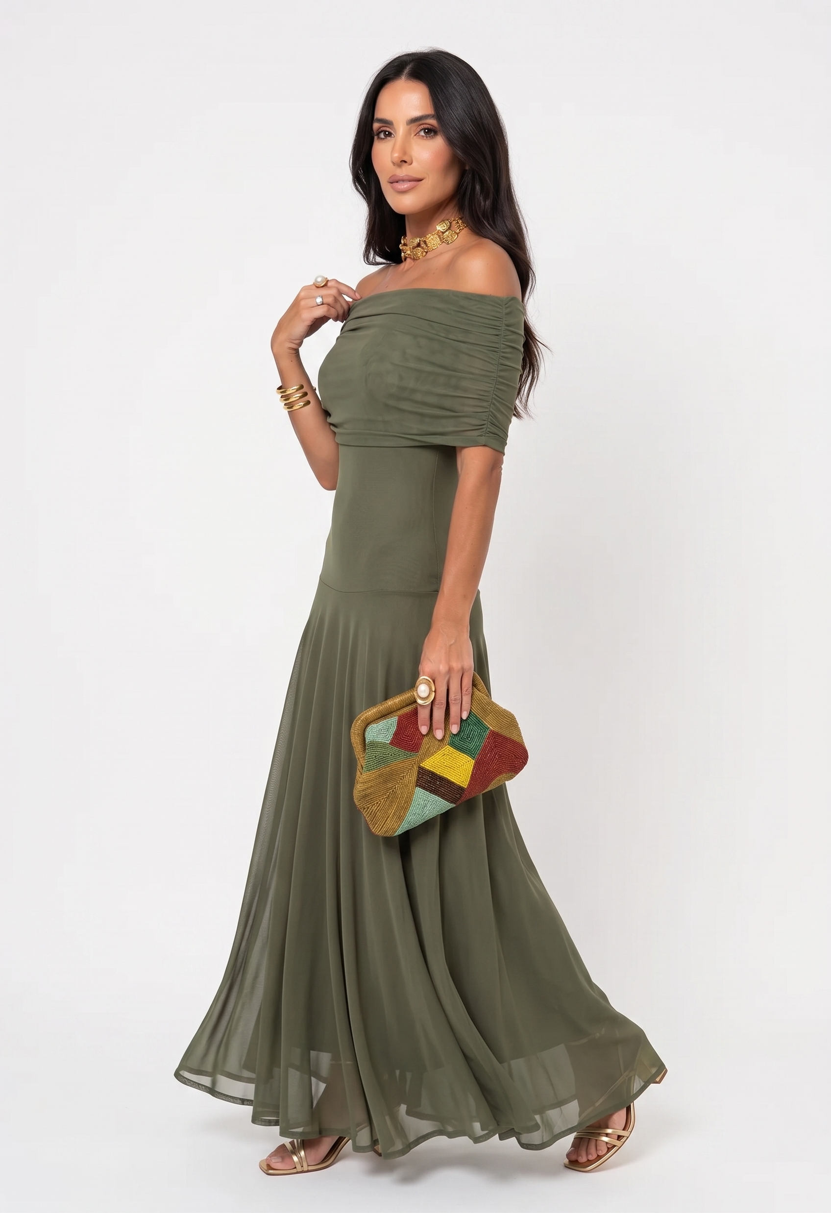 Isabella | Elegante abito maxi monospalla