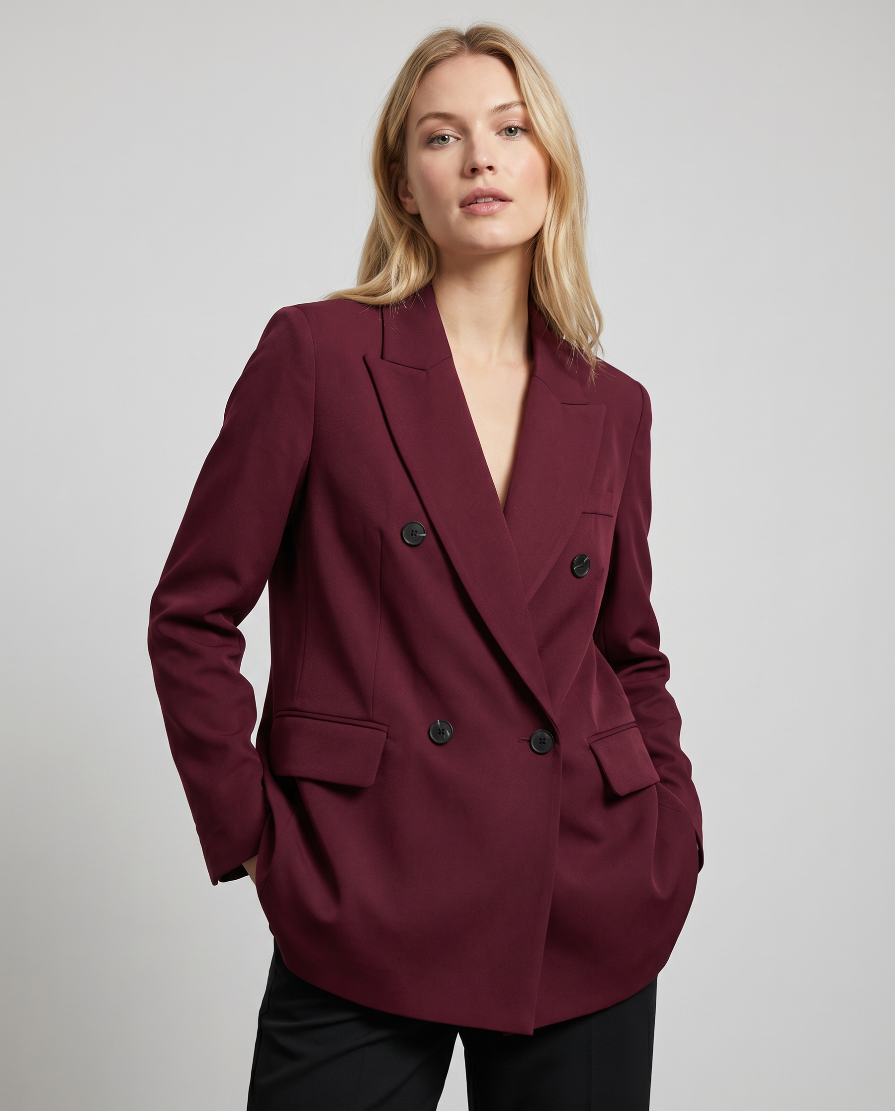 Burgundy Blazer – Tailored Oxblood Single-Button Jacket