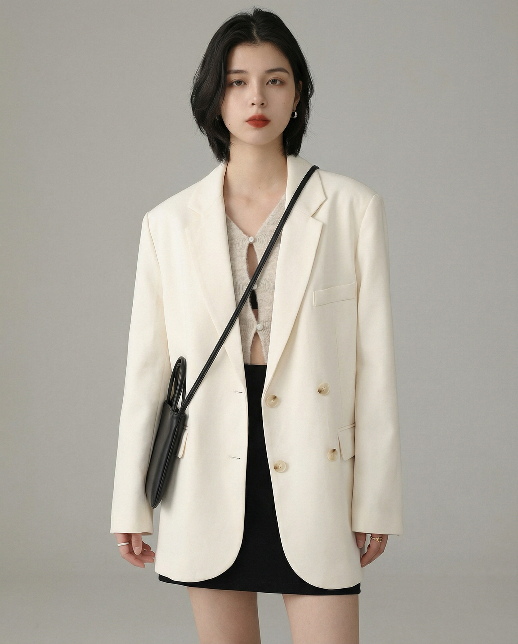 Chic Blazer – Elegant Solid Long Sleeve Office Coat
