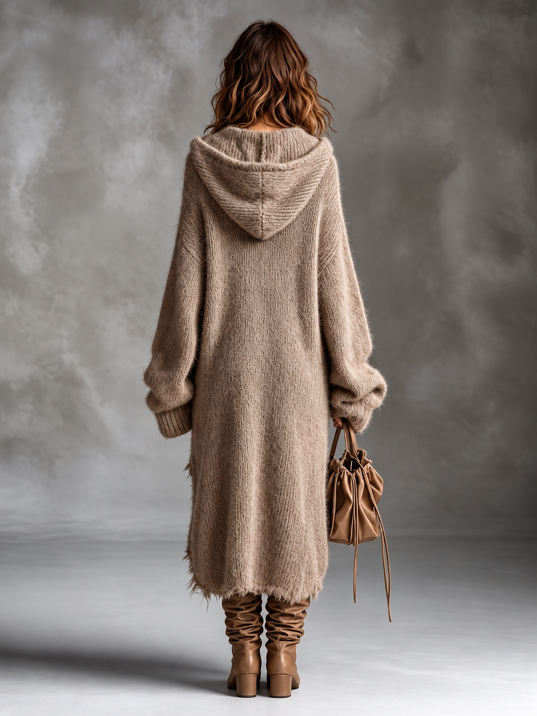 Ilona | Fuzzy Knit Hooded Oversized Dress