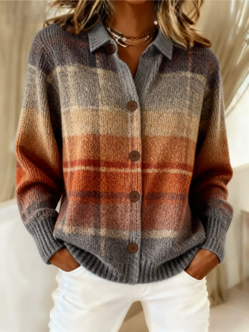 Haley | Cozy Plaid Knit Cardigan