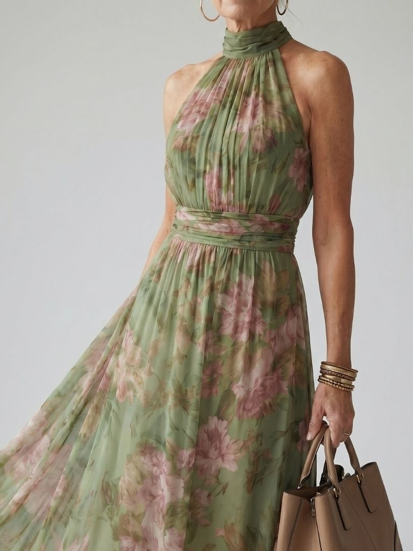 Mirelle | Vestito midi con scollo all'americana arricciato