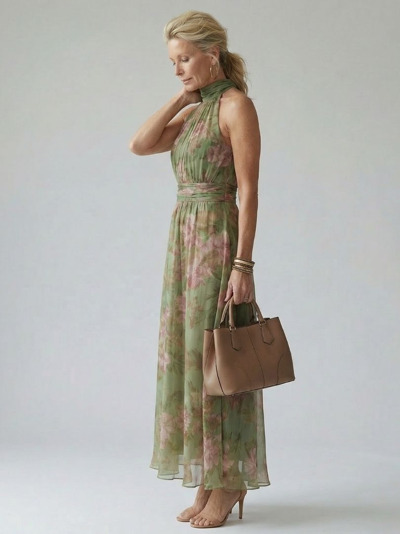 Mirelle | Vestito midi con scollo all'americana arricciato