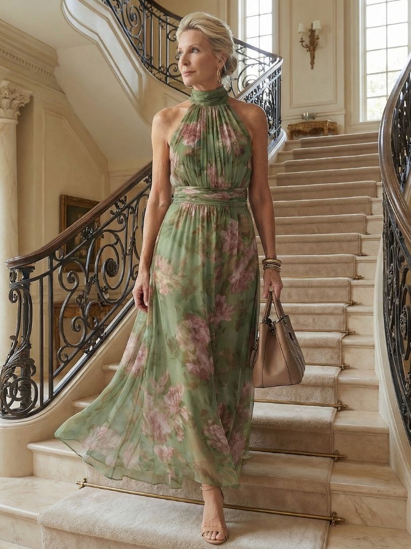 Mirelle | Vestito midi con scollo all'americana arricciato
