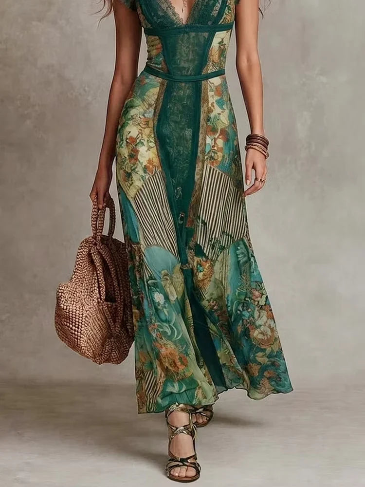 ERICA - ABITO BOHO VINTAGE FLOREALE