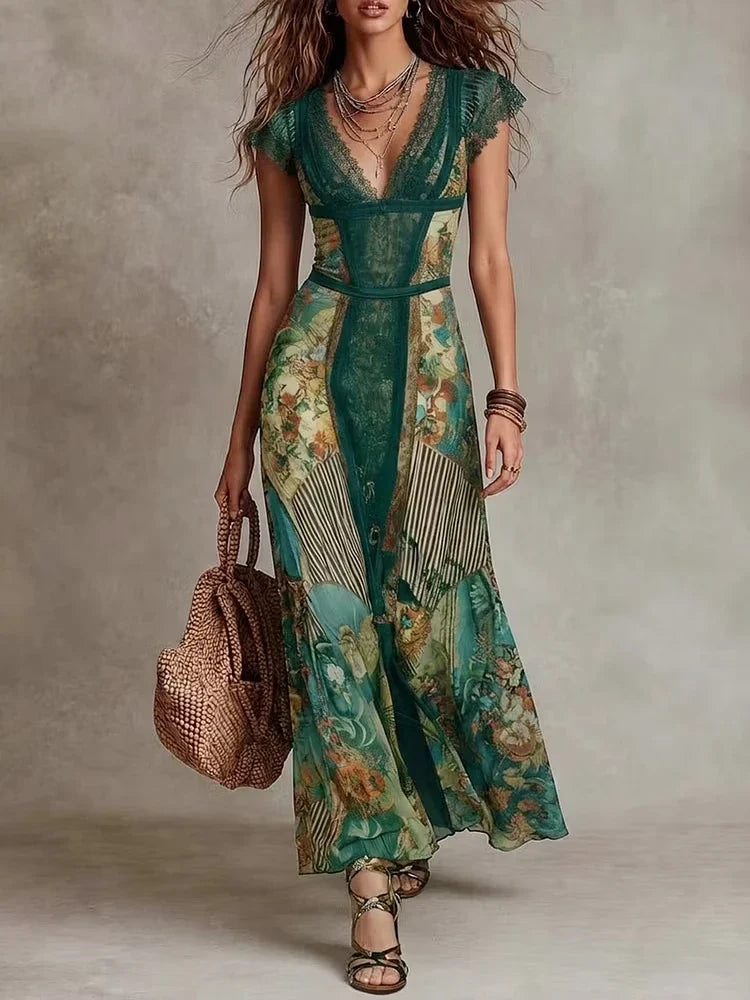 ERICA - ABITO BOHO VINTAGE FLOREALE