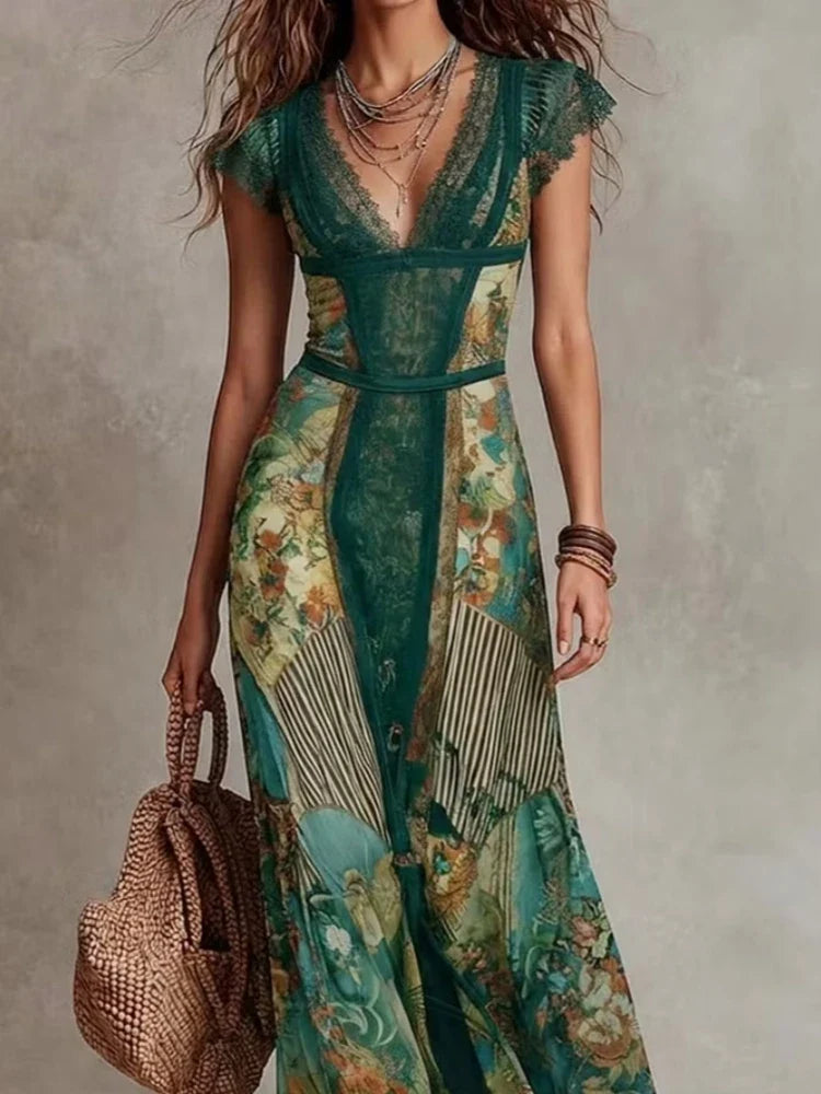 ERICA - ABITO BOHO VINTAGE FLOREALE