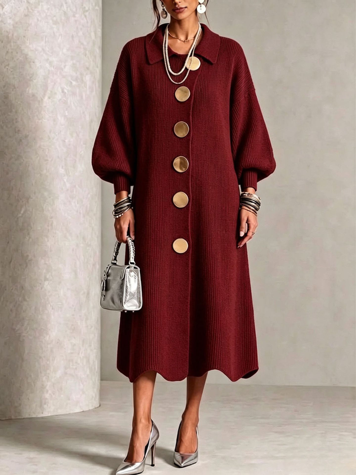 Evelyn™ | Elegant Button Knit Dress