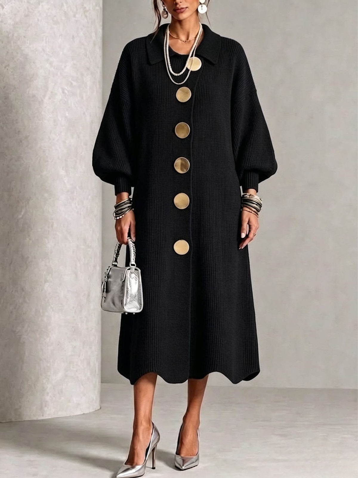 Evelyn™ | Elegant Button Knit Dress