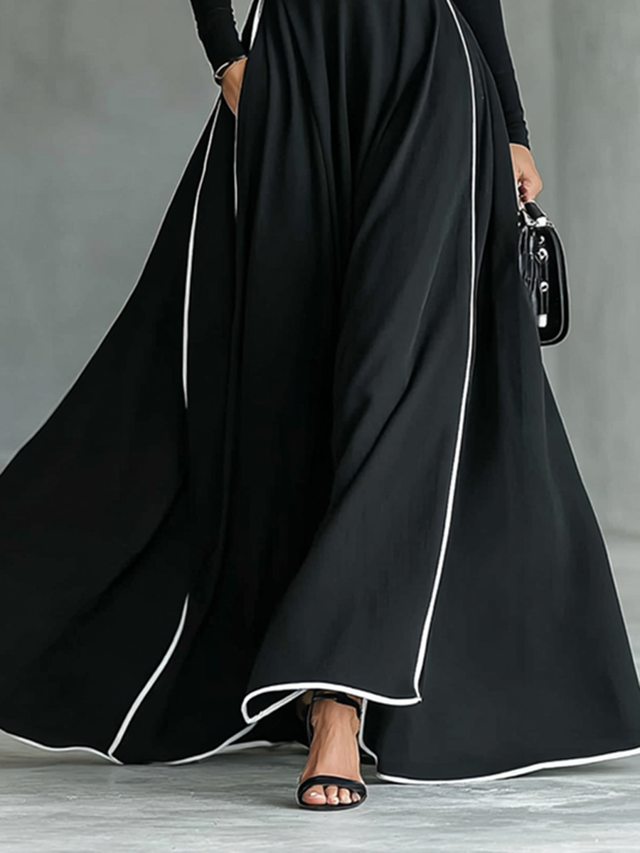 Susanna | Maxi Dress with Contrast Trim and Belt