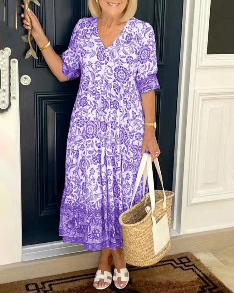 Keisha | Abito Floreale V-Neck Elegante