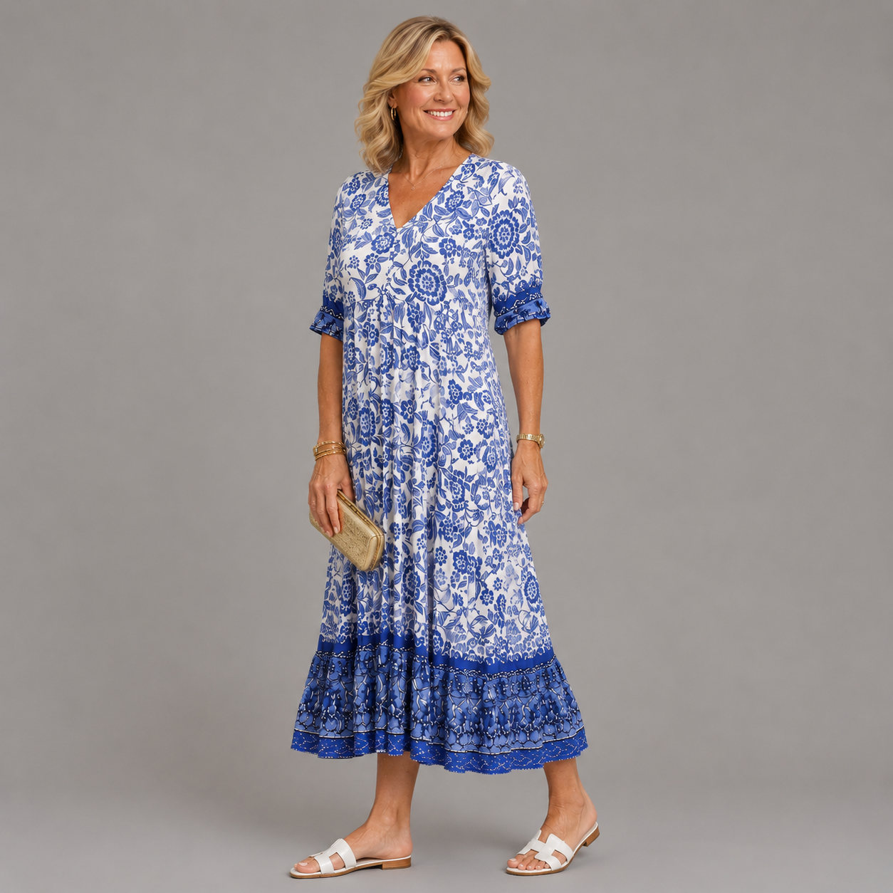 Keisha | Abito Floreale V-Neck Elegante