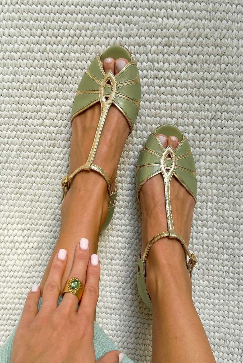 Tacchi a blocco cut-out peep toe con cinturino a T