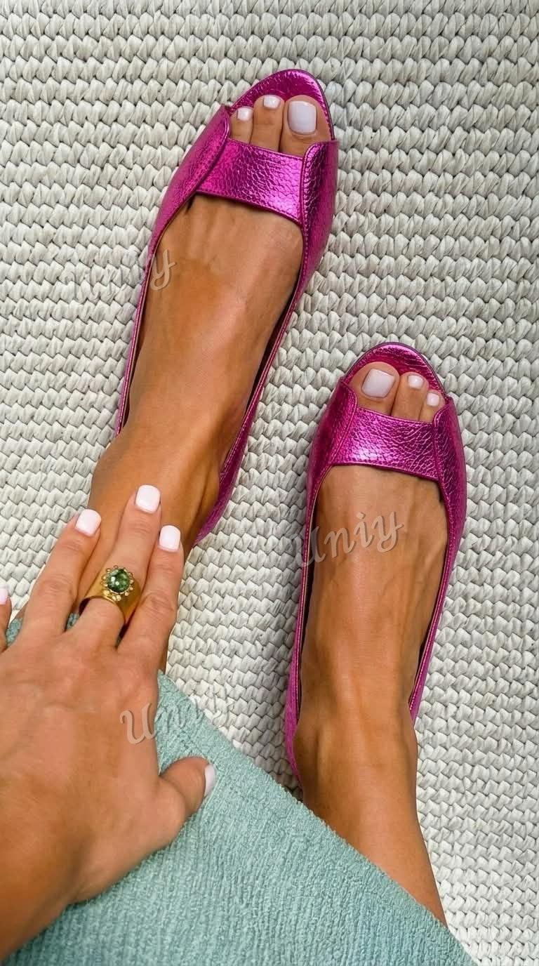 Ballerine punta aperta metallizzate chic Oro Champagne