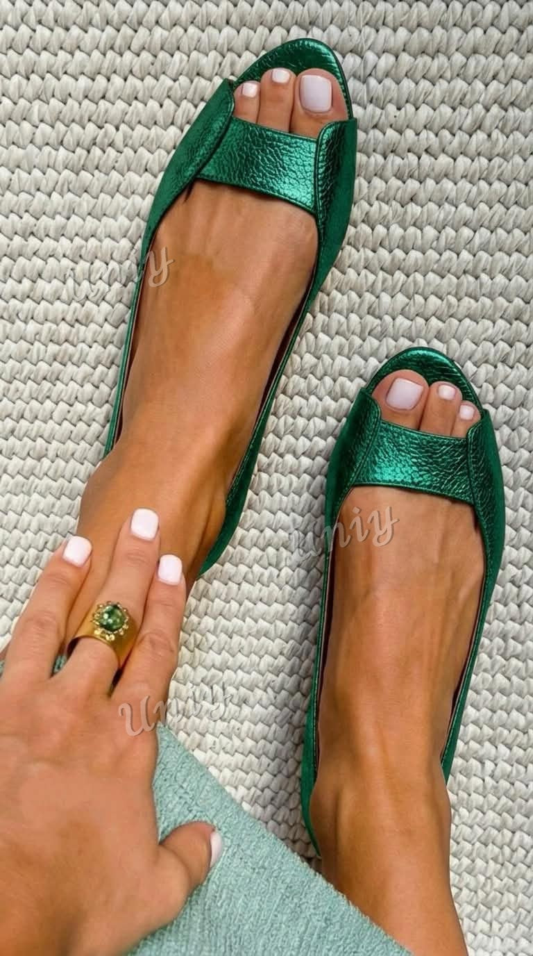 Ballerine punta aperta metallizzate chic Oro Champagne