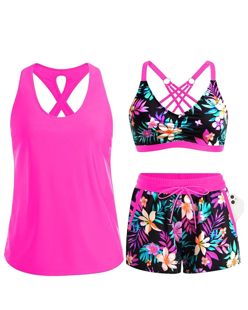 Maren | Set composto da bikini tankini a tre pezzi e copricostume