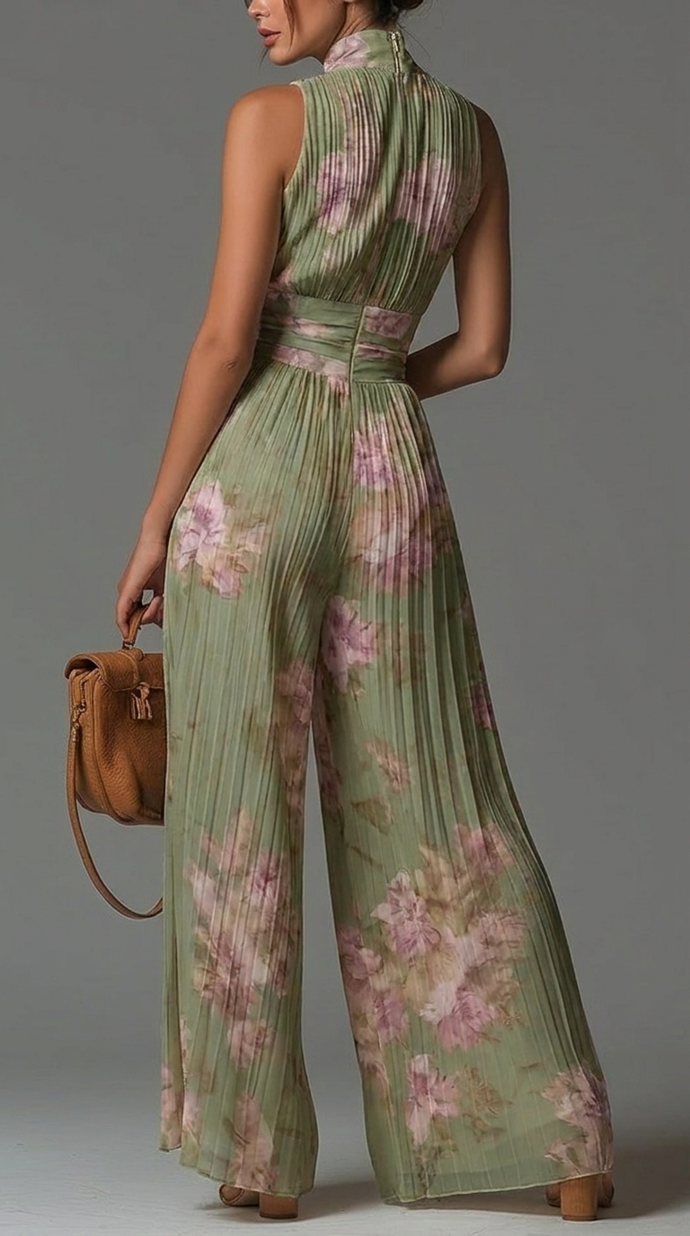 Inés | Tuta plissettata floreale in chiffon