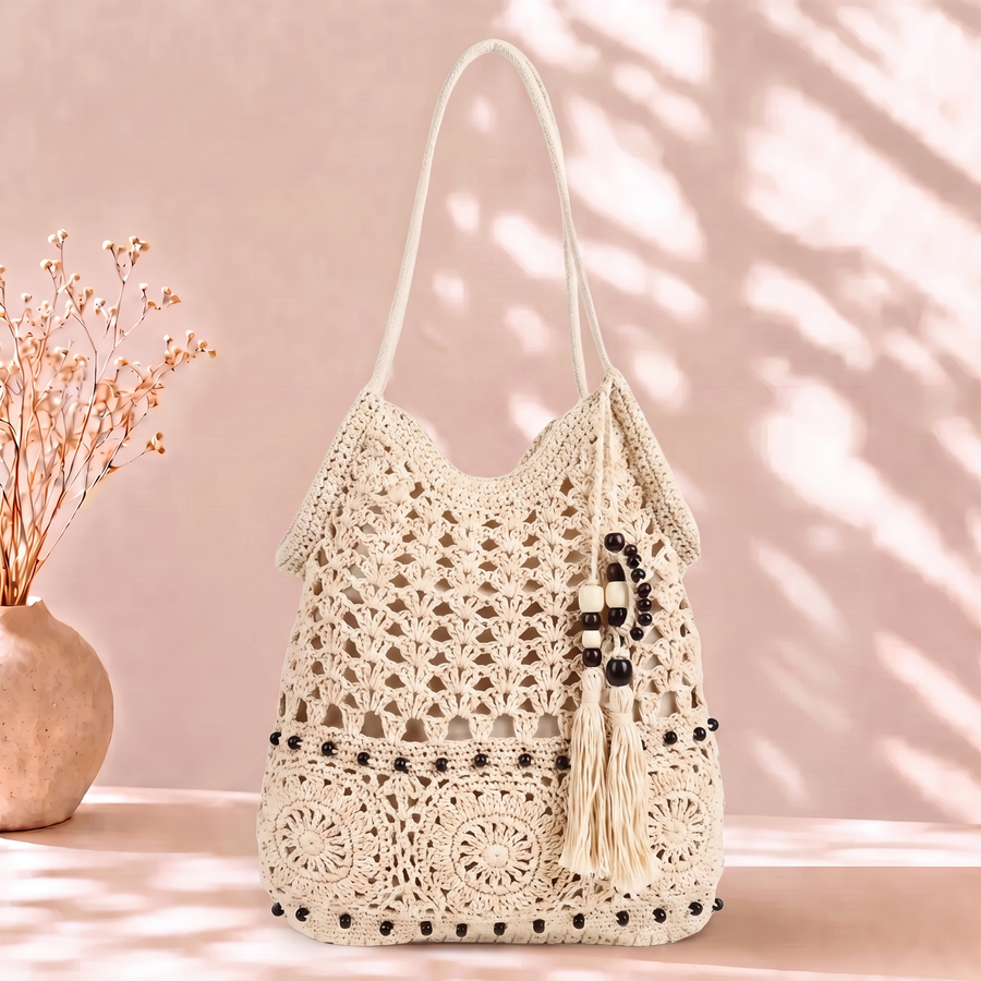 Cora | La Tote Woven Boho con Dettaglio di Frange