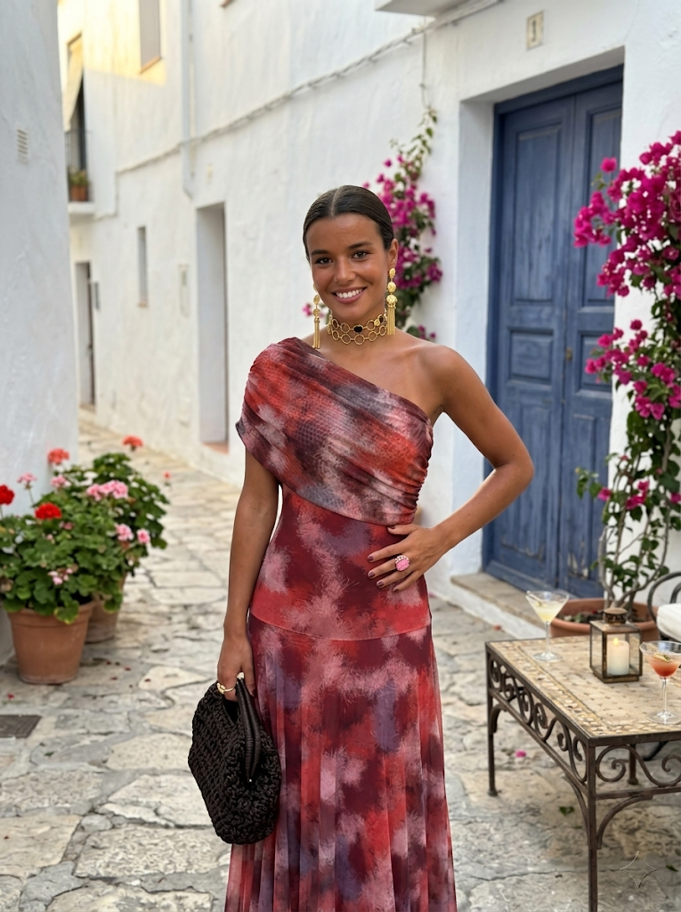 Isabella | Elegante abito maxi monospalla