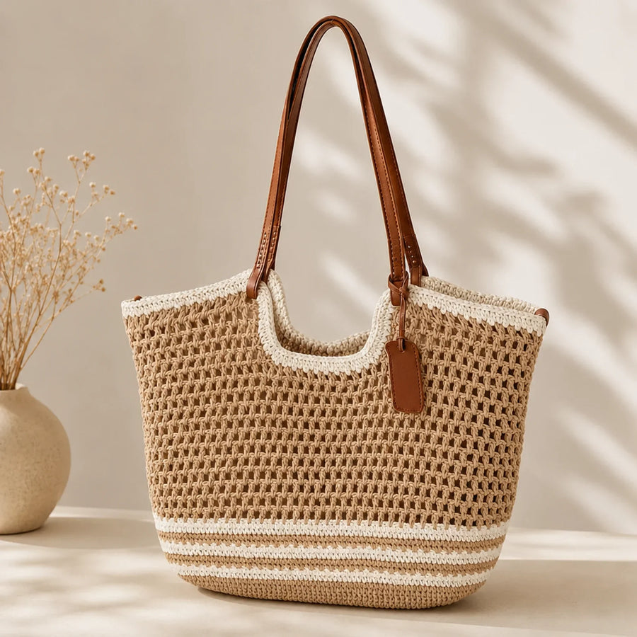 Clare Two-Tone | Borsa Tote Intrecciata a Mano