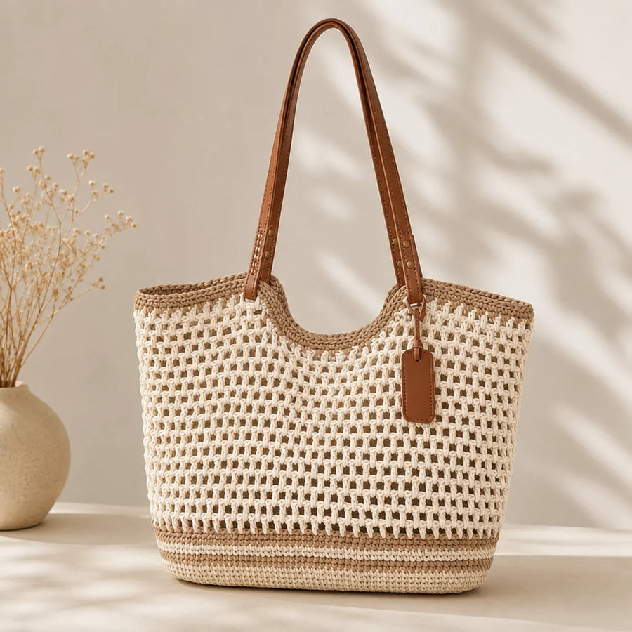 Clare Two-Tone | Borsa Tote Intrecciata a Mano