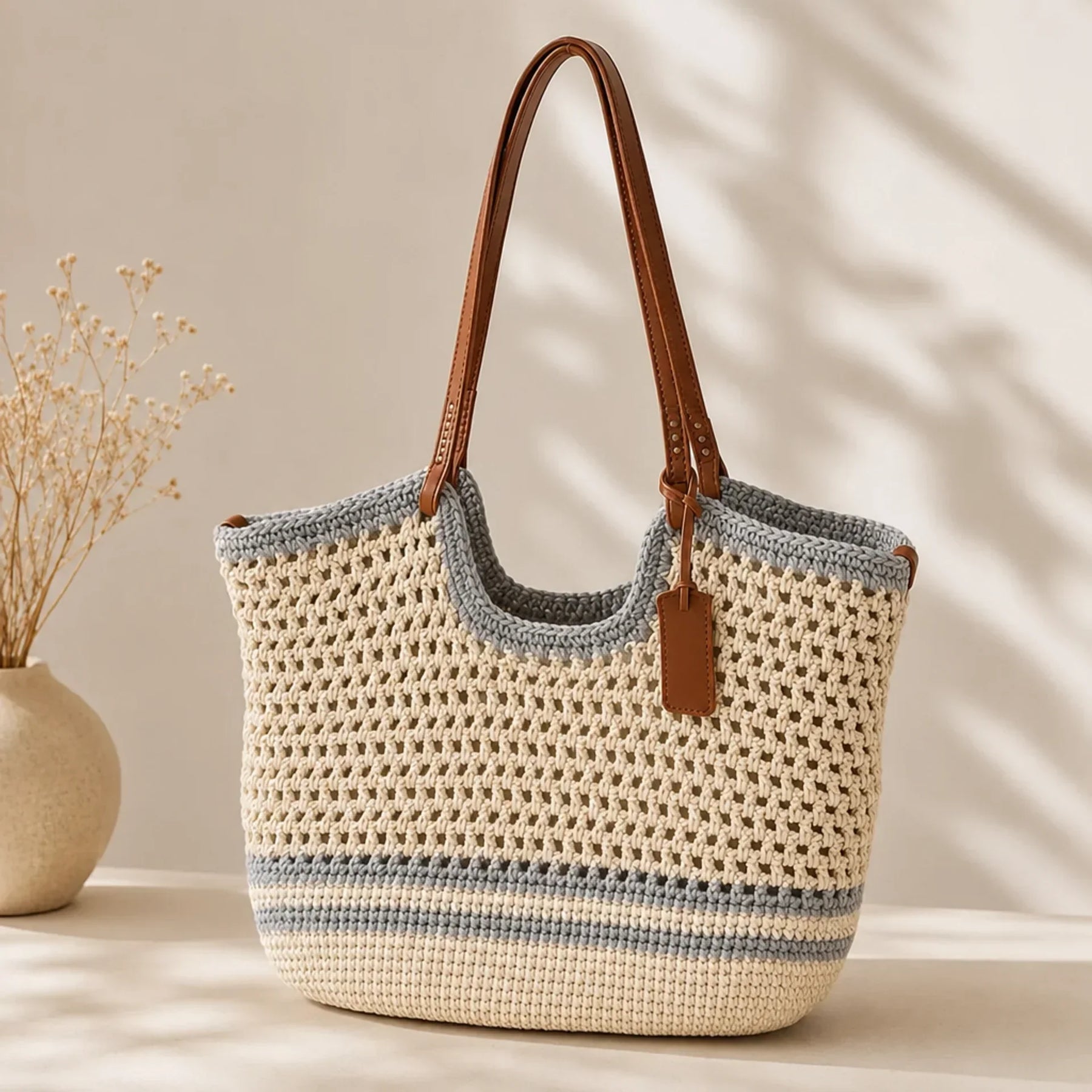 Clare Two-Tone | Borsa Tote Intrecciata a Mano