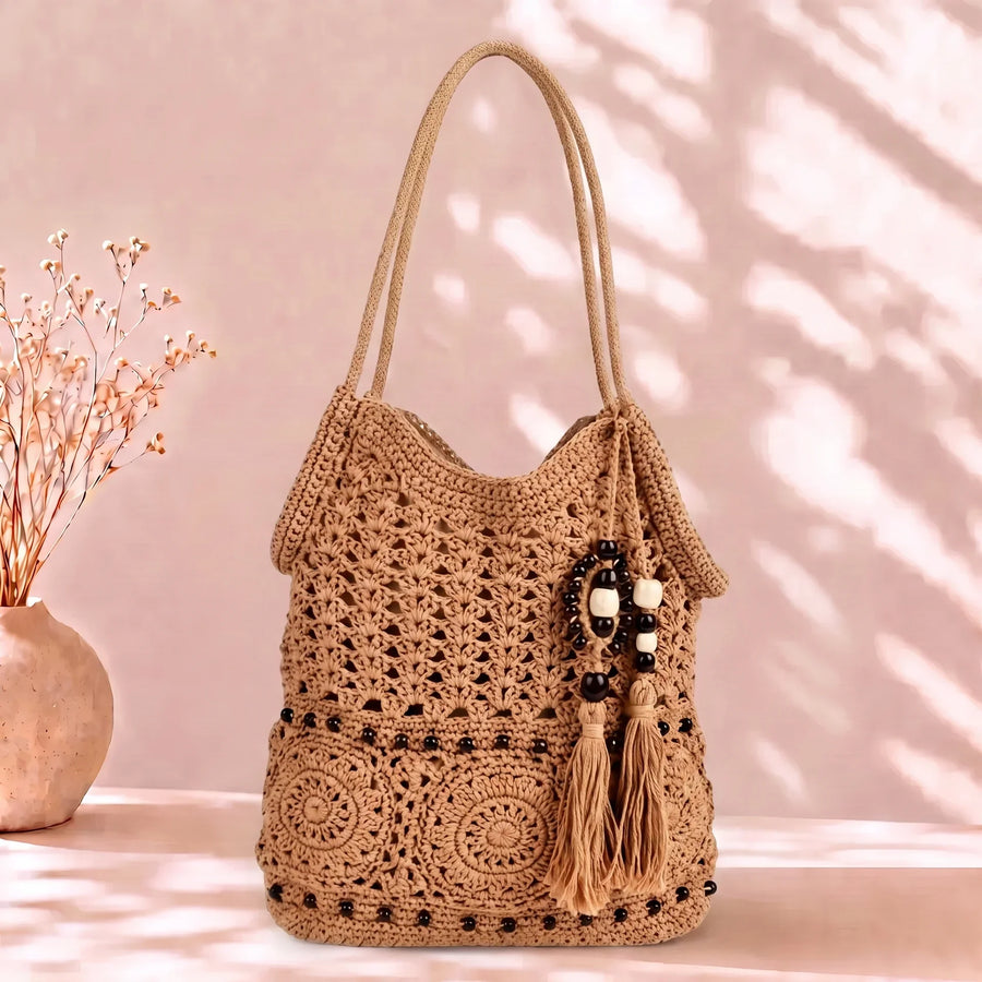 Cora | La Tote Woven Boho con Dettaglio di Frange