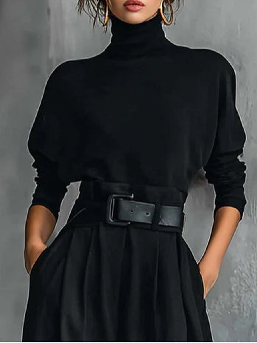 Jolanda | Complete Turtleneck and Trousers with Belt, Black
