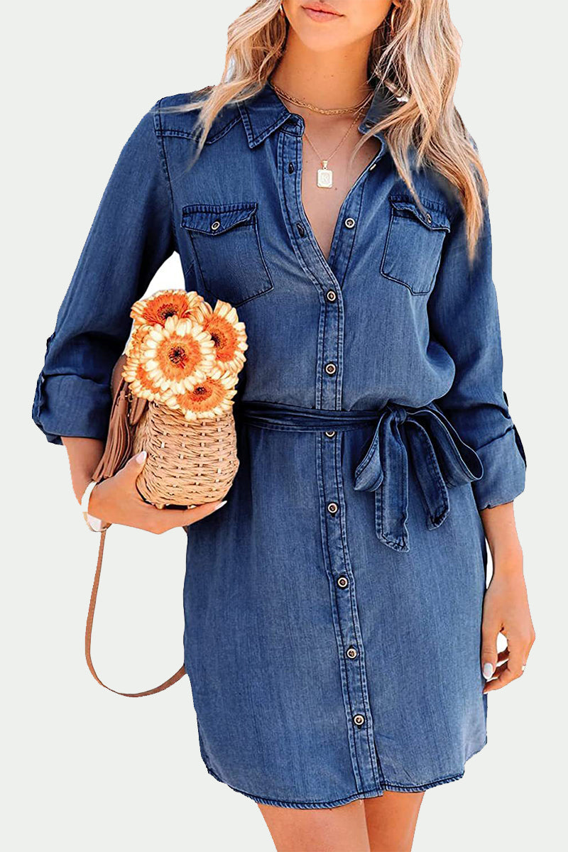 Zoe | Denim Shirt Dress Button Down - Lumina