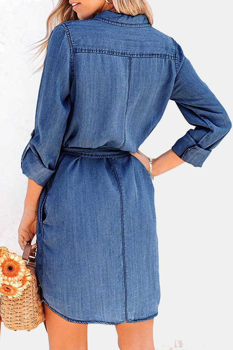 Zoe | Denim Shirt Dress Button Down - Lumina