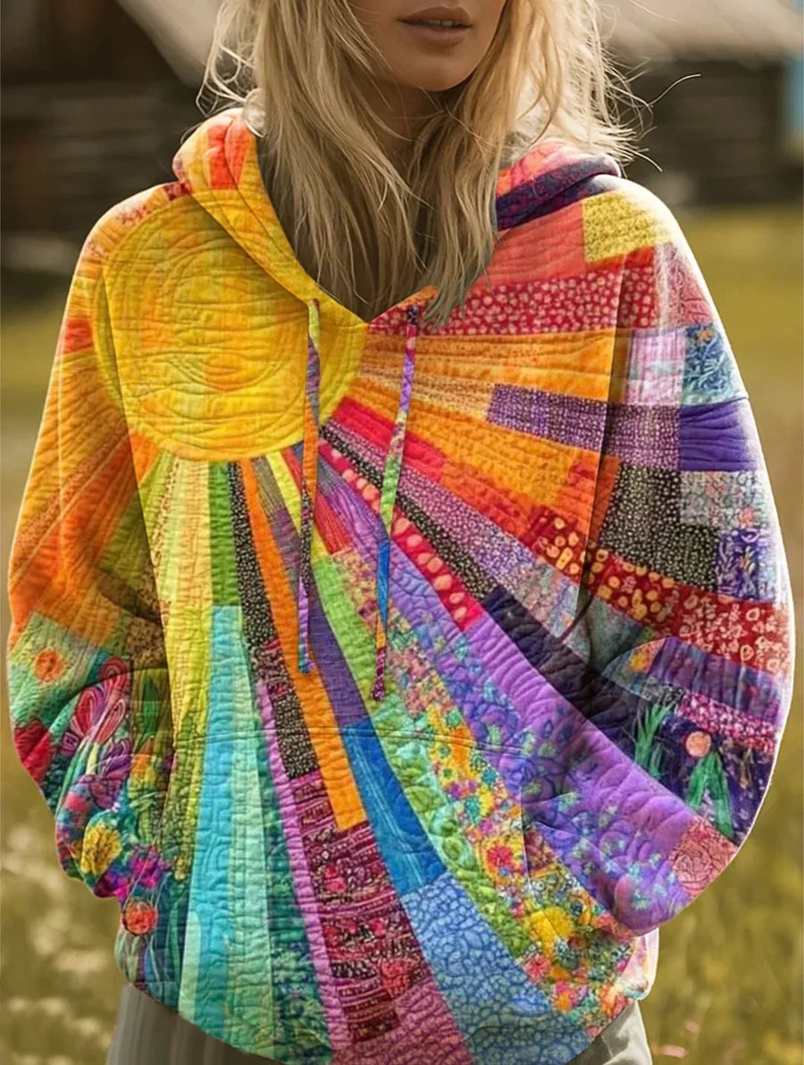 Dawnella | Bohemian Multicolour Patchwork Hoodie
