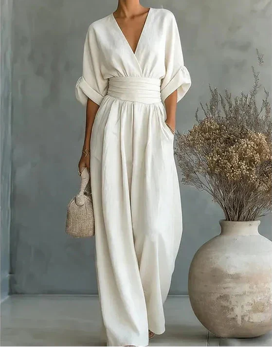 Daniela | Abito elegante con scollo a V e gonna ampia