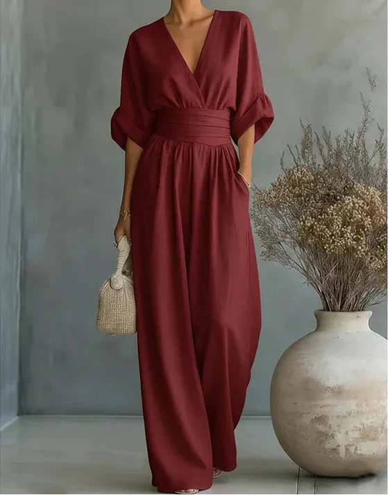 Daniela | Abito elegante con scollo a V e gonna ampia