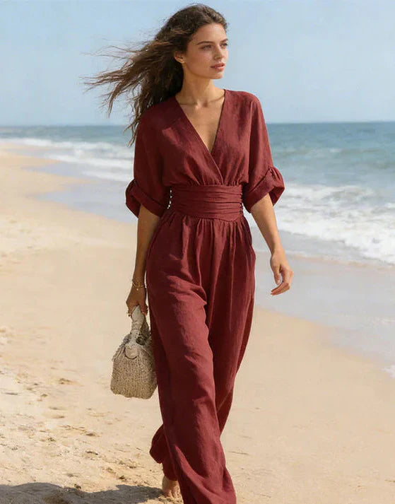 Daniela | Abito elegante con scollo a V e gonna ampia