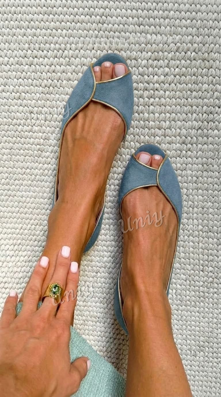 Ballerine punta aperta d'Orsay scamosciate Beige e Oro