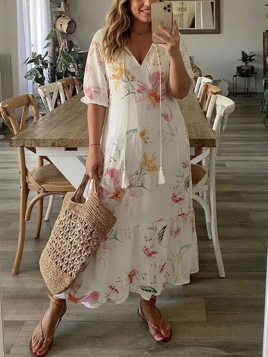 Elena | Abito boho con copertura sulla pancia