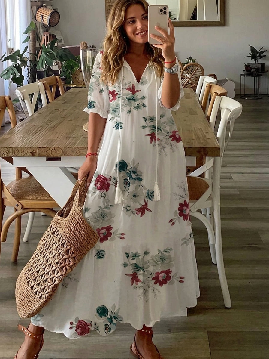 Elena | Abito boho con copertura sulla pancia