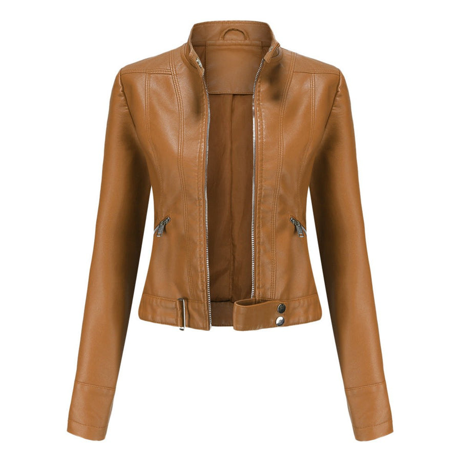 Linnea | Cropped Stand-Collar Moto Jacket