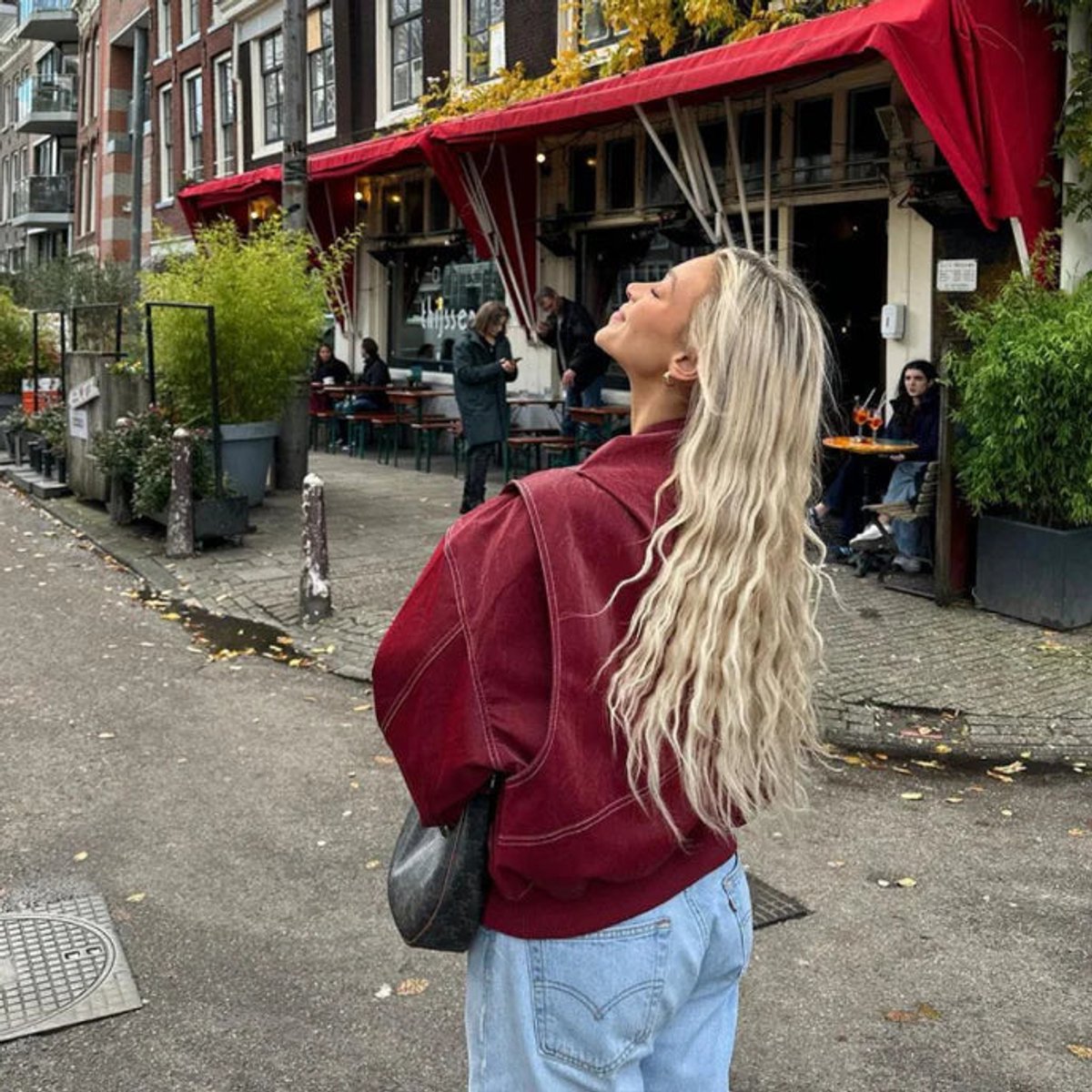 Renée | Oversized Contrast-Stitch Bomber Jacket